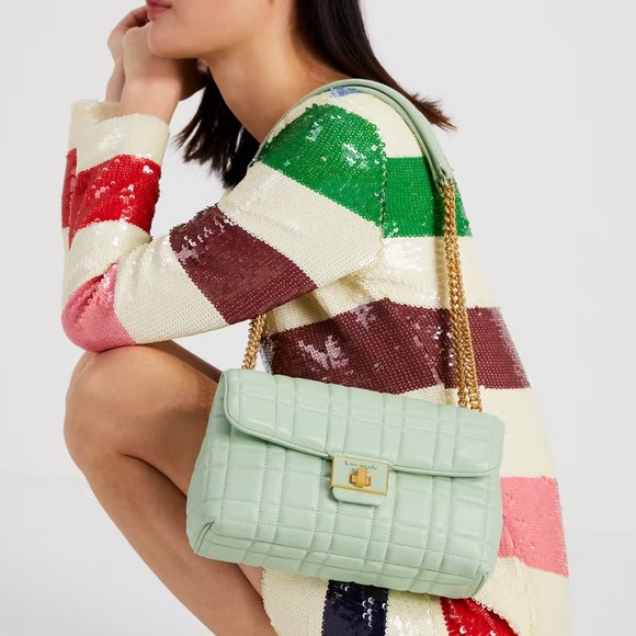 ♠️kate spade Evelyn Quilted Medium Convertible Shoulder Bag, Pistachio Cream NWT - Picture 2 of 7